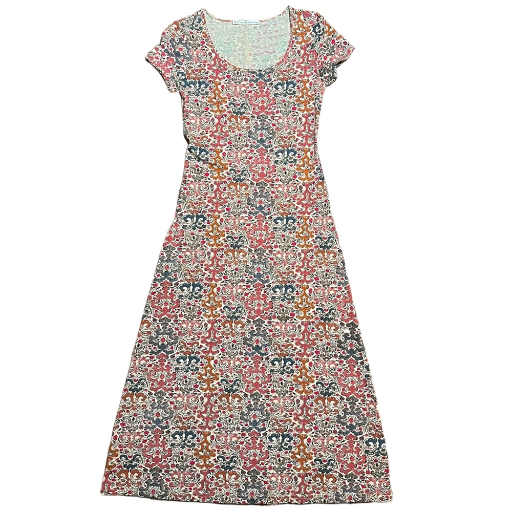 Peruvian Connection Floral Print Cap Sleeve Cotton Dress Sz XS